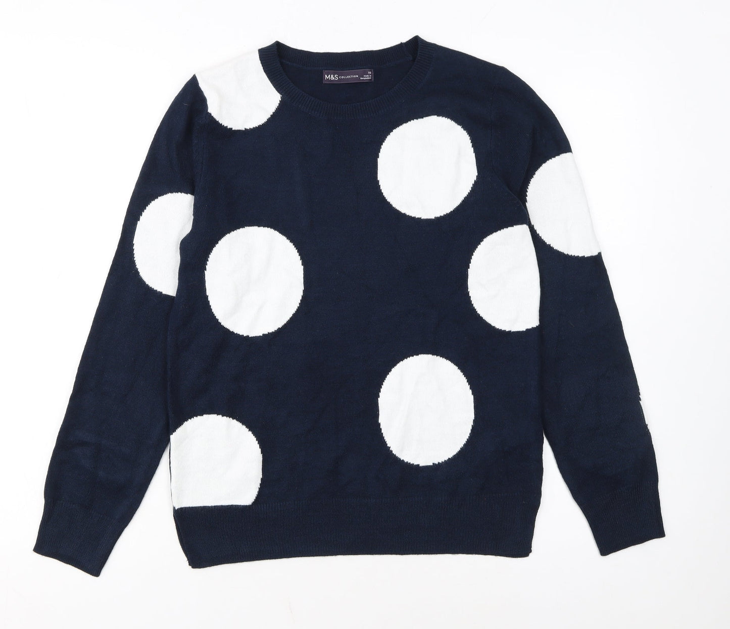 Marks and Spencer Women’s Blue Polka Dot Acrylic Jumper Size 10
