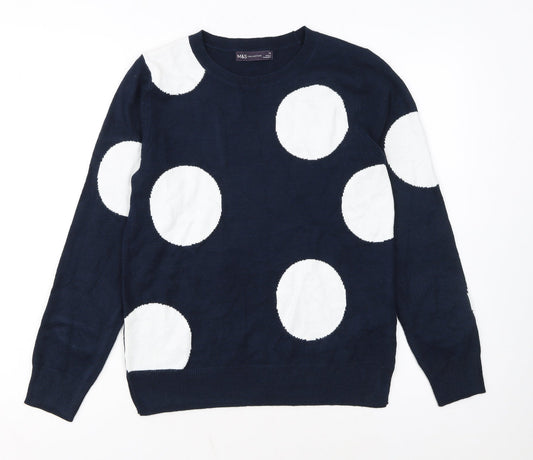 Marks and Spencer Women’s Blue Polka Dot Acrylic Jumper Size 10