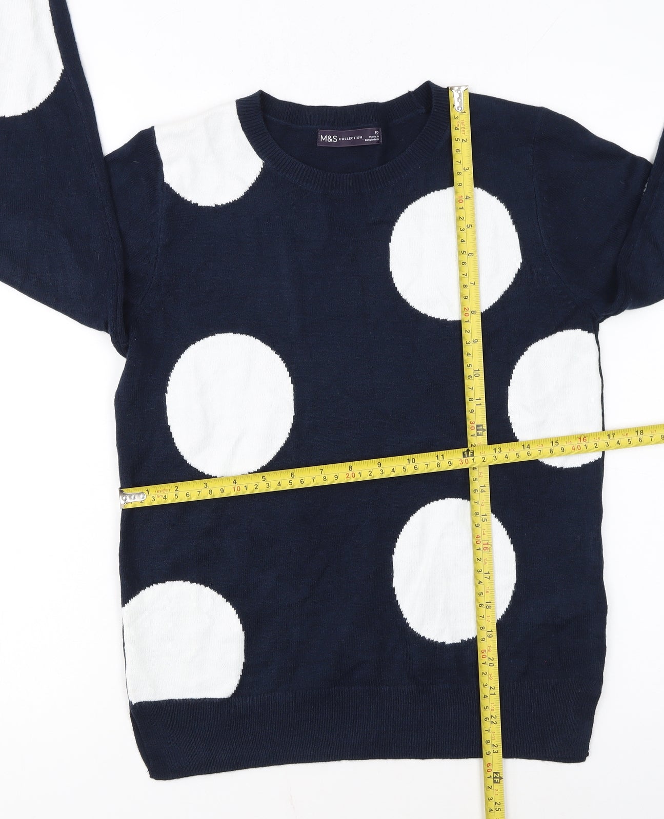 Marks and Spencer Women’s Blue Polka Dot Acrylic Jumper Size 10