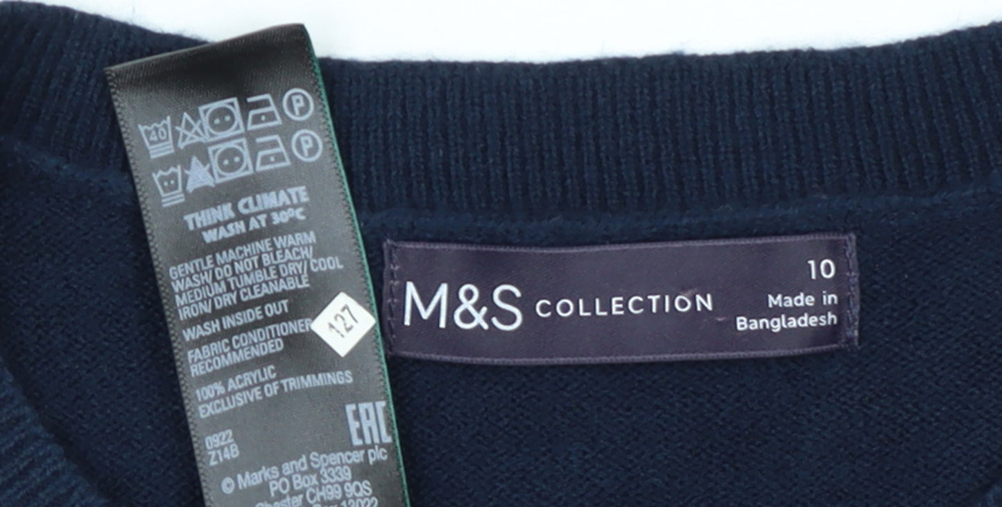 Marks and Spencer Women’s Blue Polka Dot Acrylic Jumper Size 10