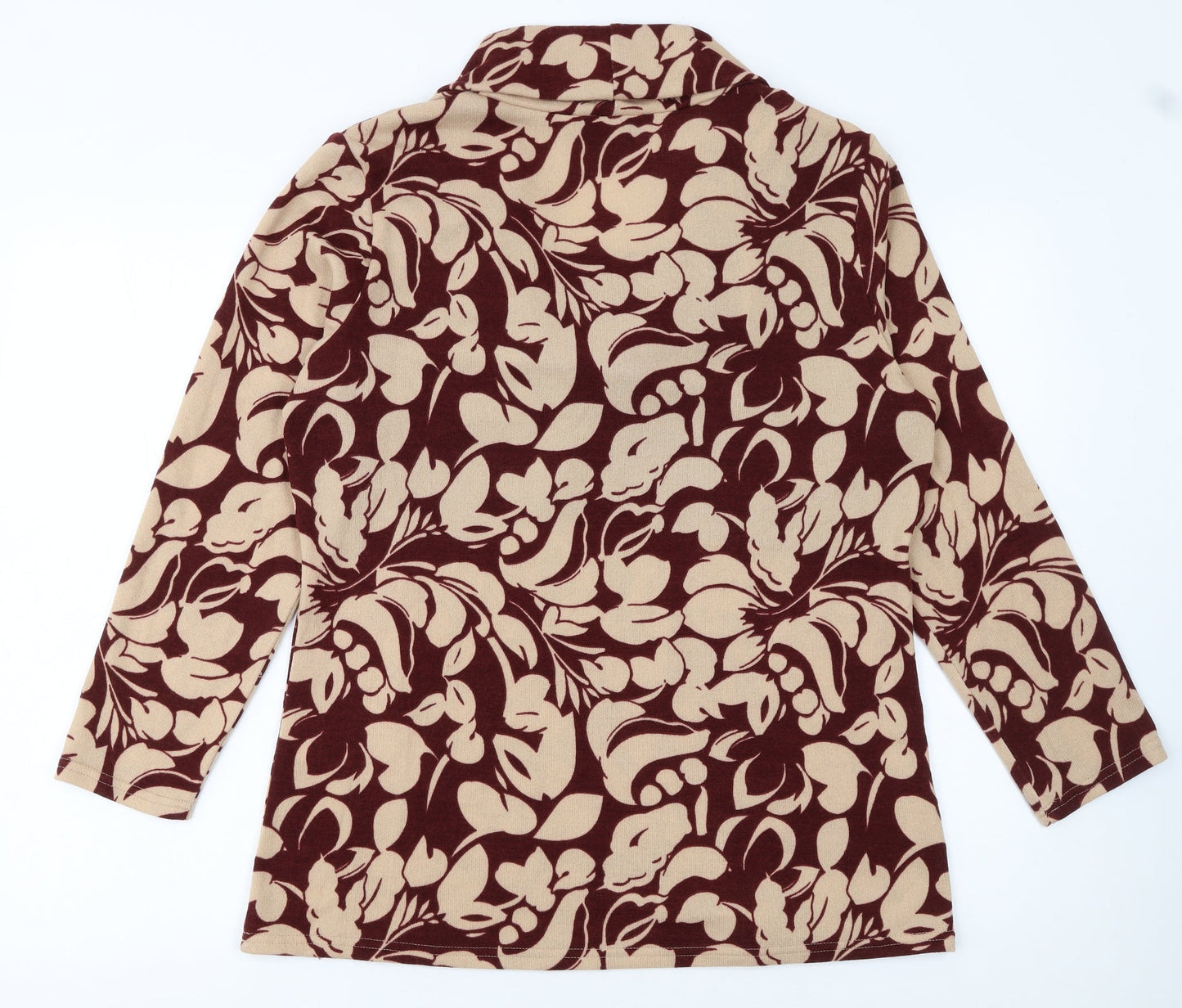 Emreco Women Brown Floral Cowl Neck Pullover Jumper Size 16