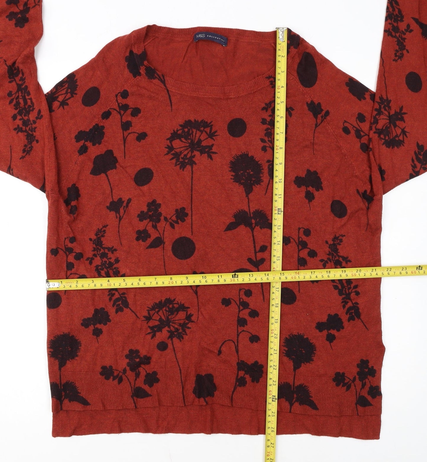 Marks and Spencer Women’s Brown Floral Knit Jumper UK 18