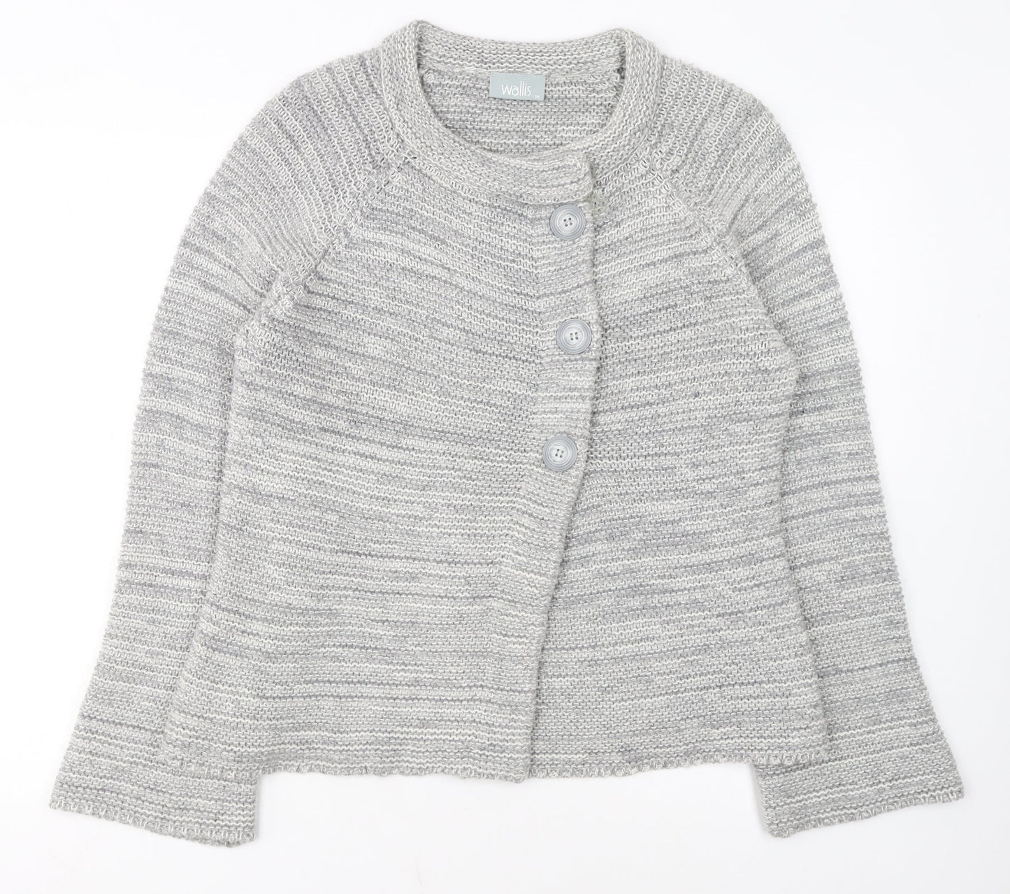 Wallis Women Grey Chunky Knit Button Cardigan M