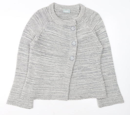 Wallis Women Grey Chunky Knit Button Cardigan M