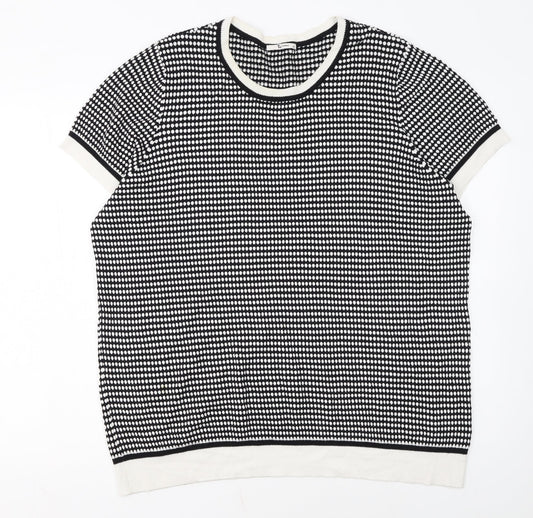 TU Women’s Black White Short Sleeve Jumper Size 22 Knit Classic Style