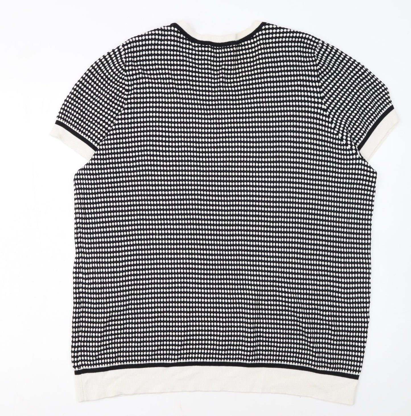 TU Women’s Black White Short Sleeve Jumper Size 22 Knit Classic Style