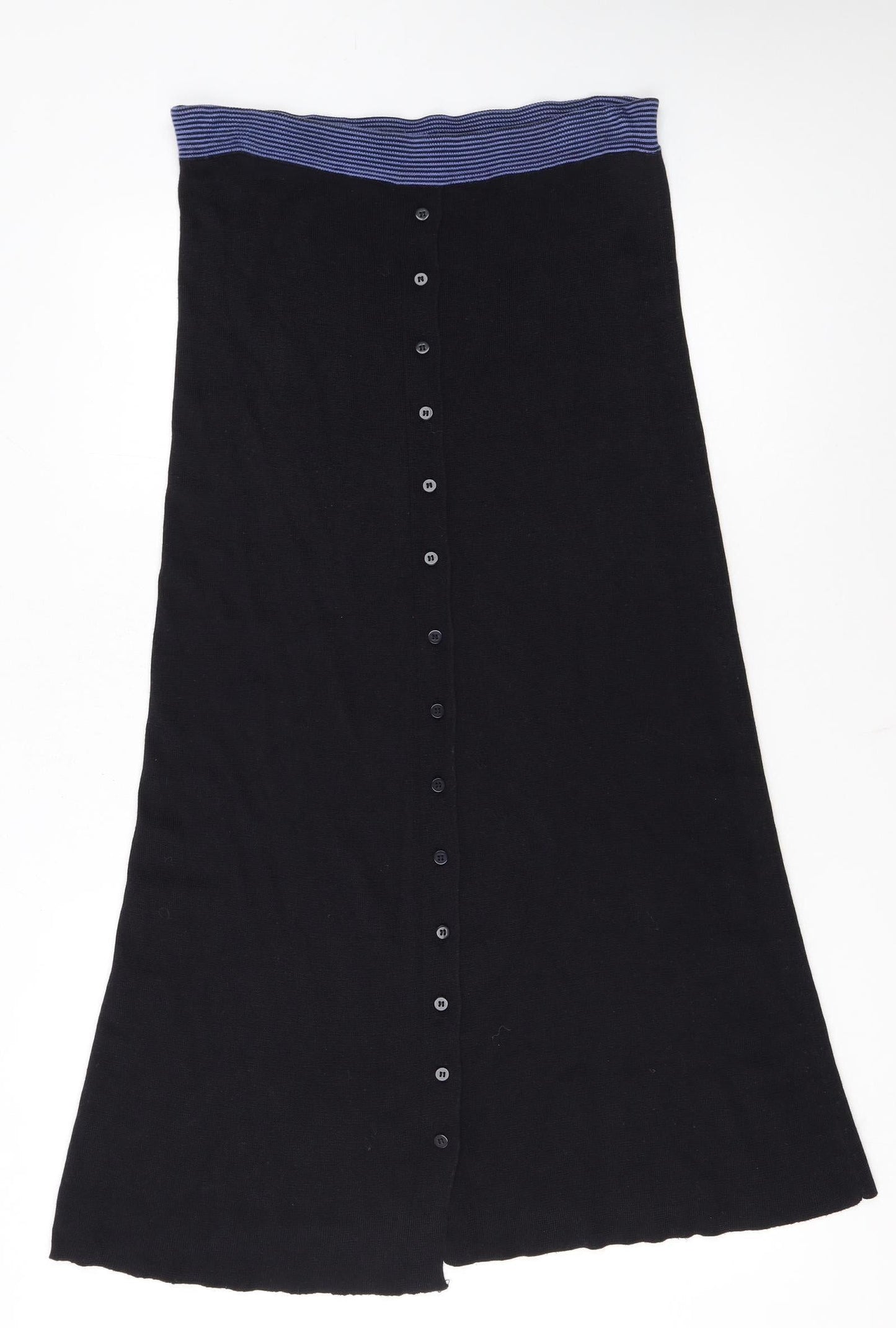 Planet Women’s Black A-Line Knit Midi Skirt Size M Button Front