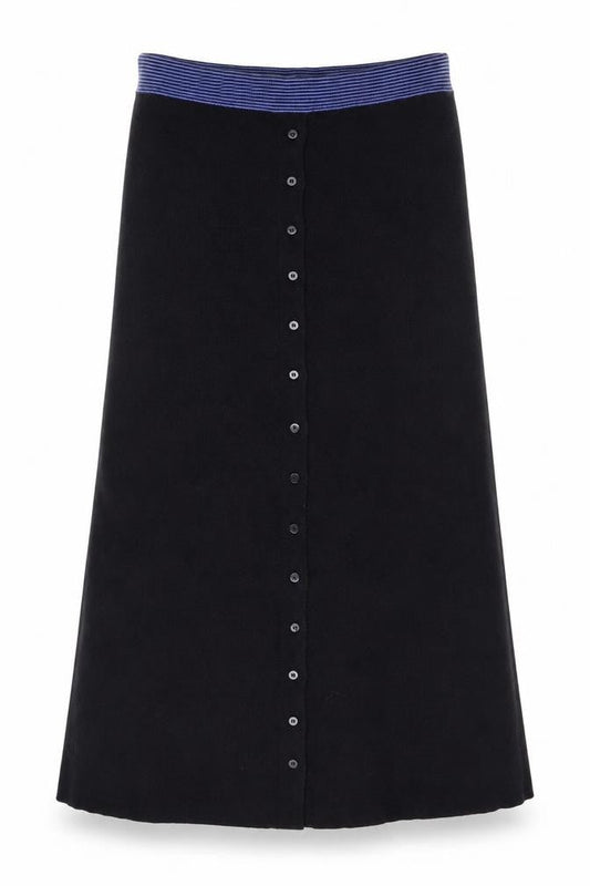 Planet Women’s Black A-Line Knit Midi Skirt Size M Button Front