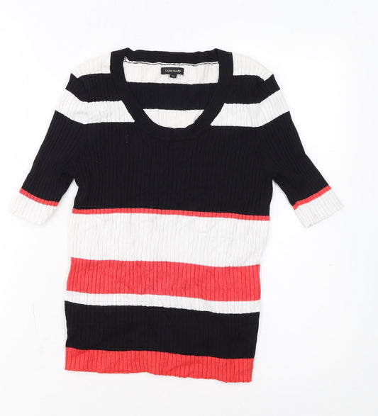 River Island Women's Multicoloured Striped V-Neck Knit Jumper Size 10