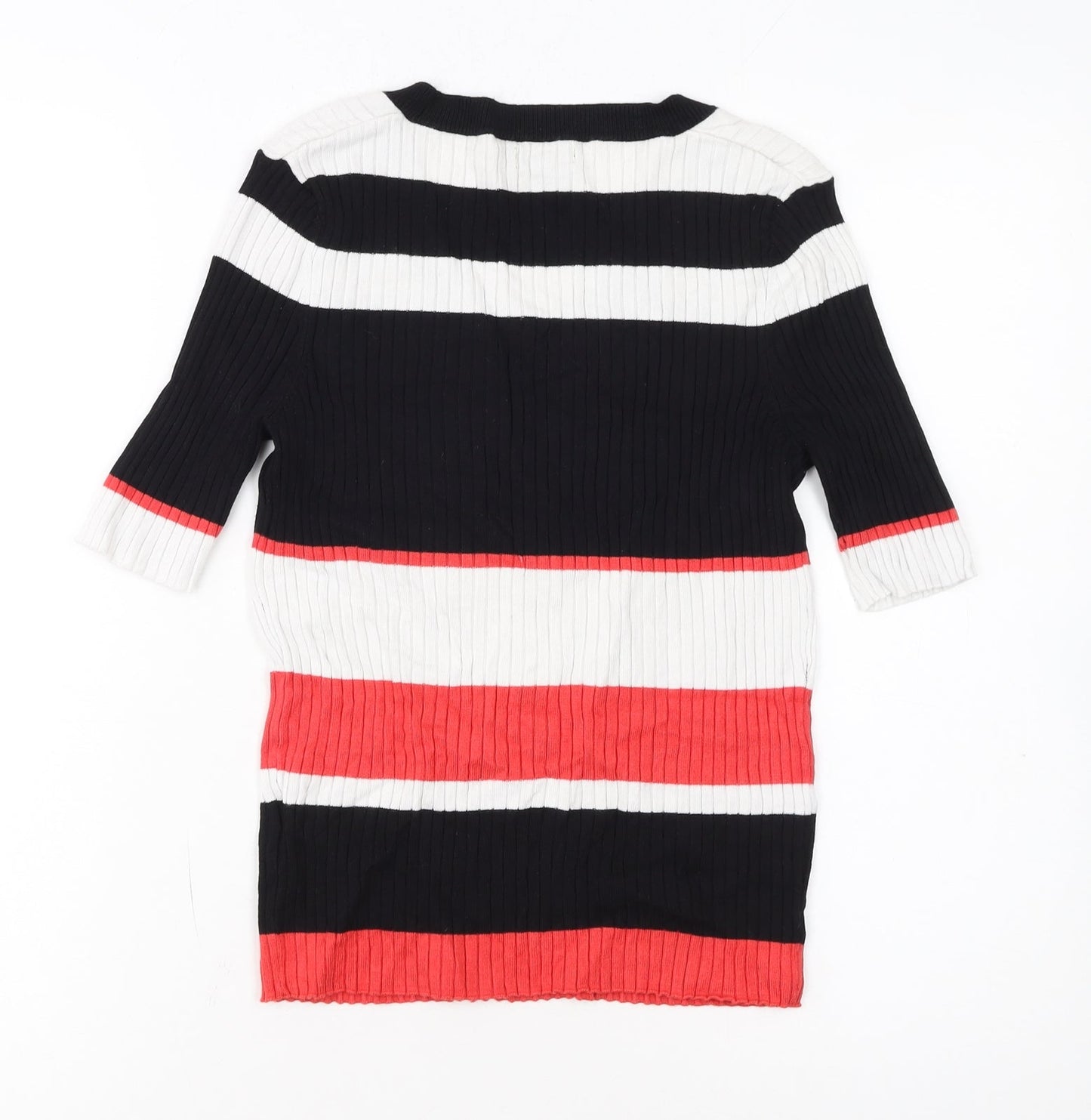 River Island Women's Multicoloured Striped V-Neck Knit Jumper Size 10