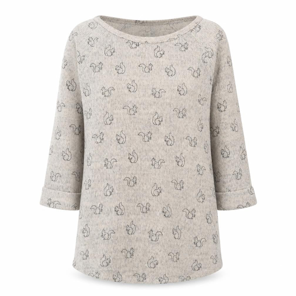 New Look Women Beige Animal Print 3/4 Sleeve Pullover Jumper Size 10