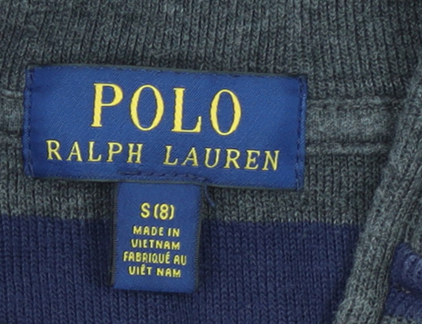 Ralph Lauren Boys Grey Striped 1/4 Zip Knit Sweatshirt Size 8 Years