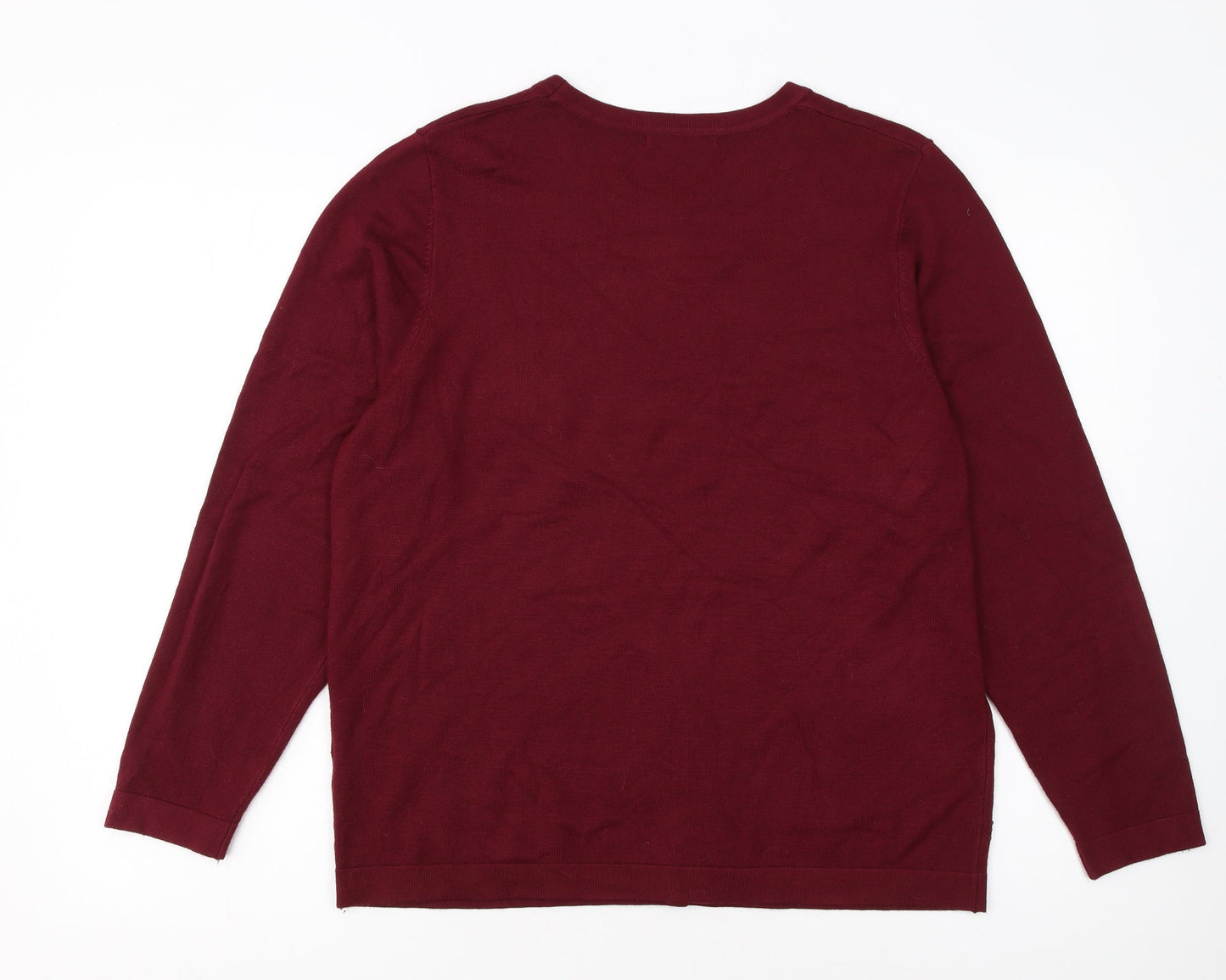 Bonmarché Women's Red Long Sleeve Pullover Jumper Size 18 Rhinestone Detail