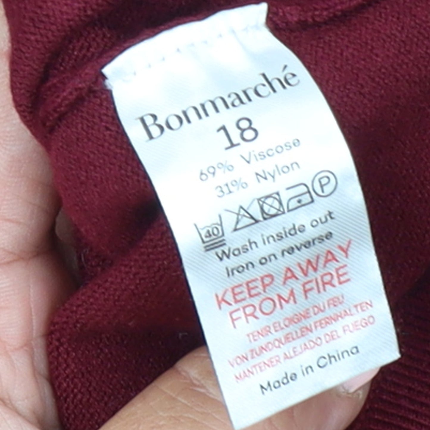 Bonmarché Women's Red Long Sleeve Pullover Jumper Size 18 Rhinestone Detail