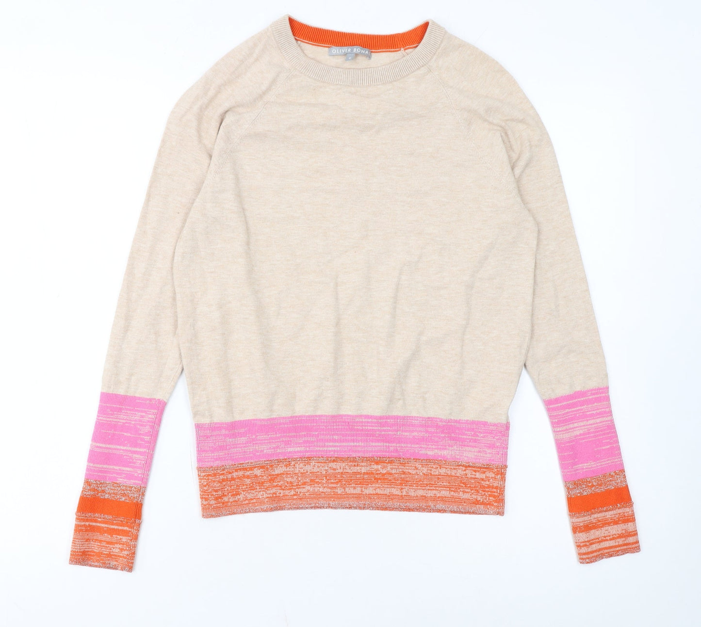 Oliver Bonas Womens Beige Crew Neck Knit Jumper Size 8