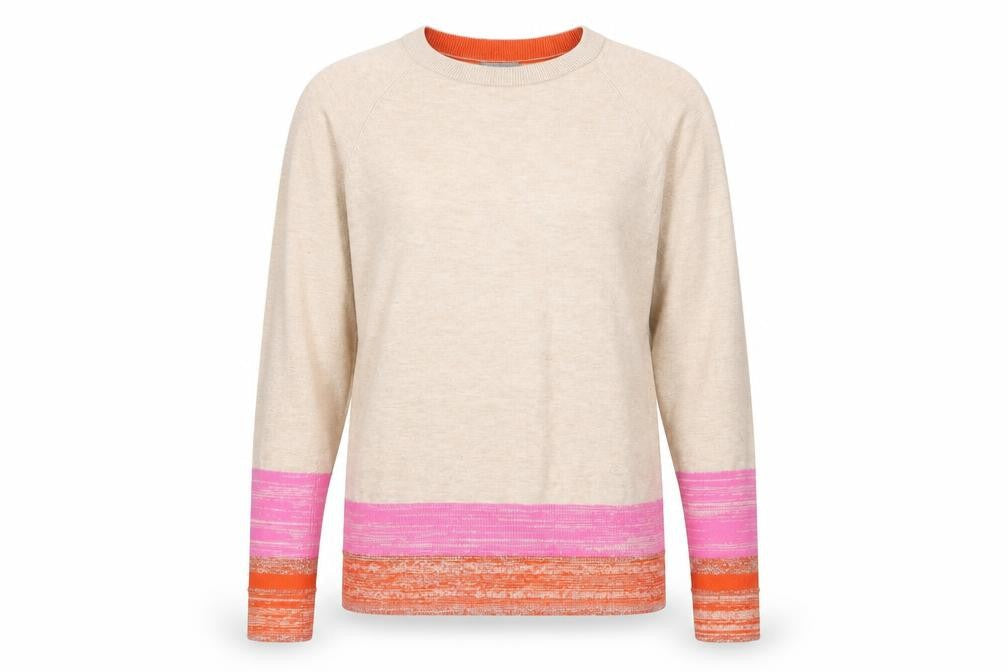 Oliver Bonas Womens Beige Crew Neck Knit Jumper Size 8