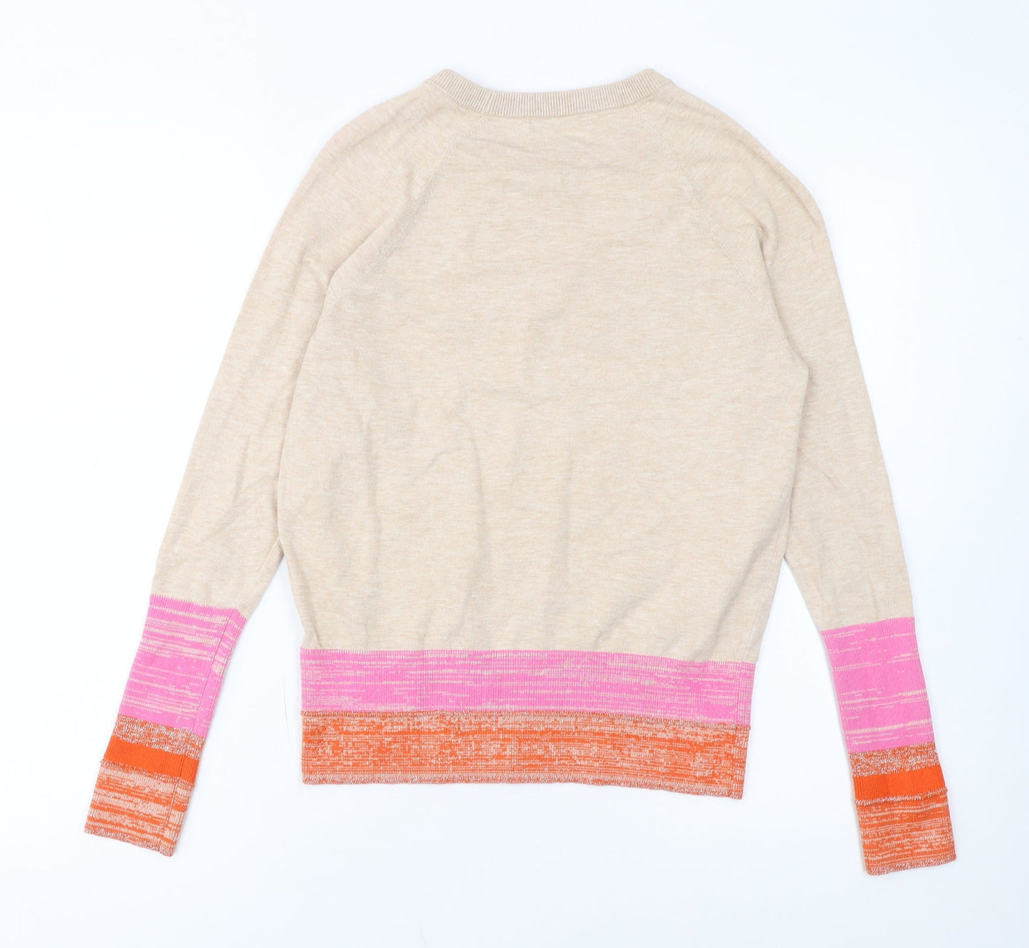 Oliver Bonas Womens Beige Crew Neck Knit Jumper Size 8