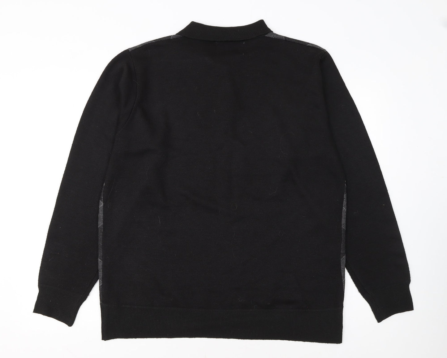 Smith & Taylor Men's Black Argyle Long Sleeve Polo - Size M