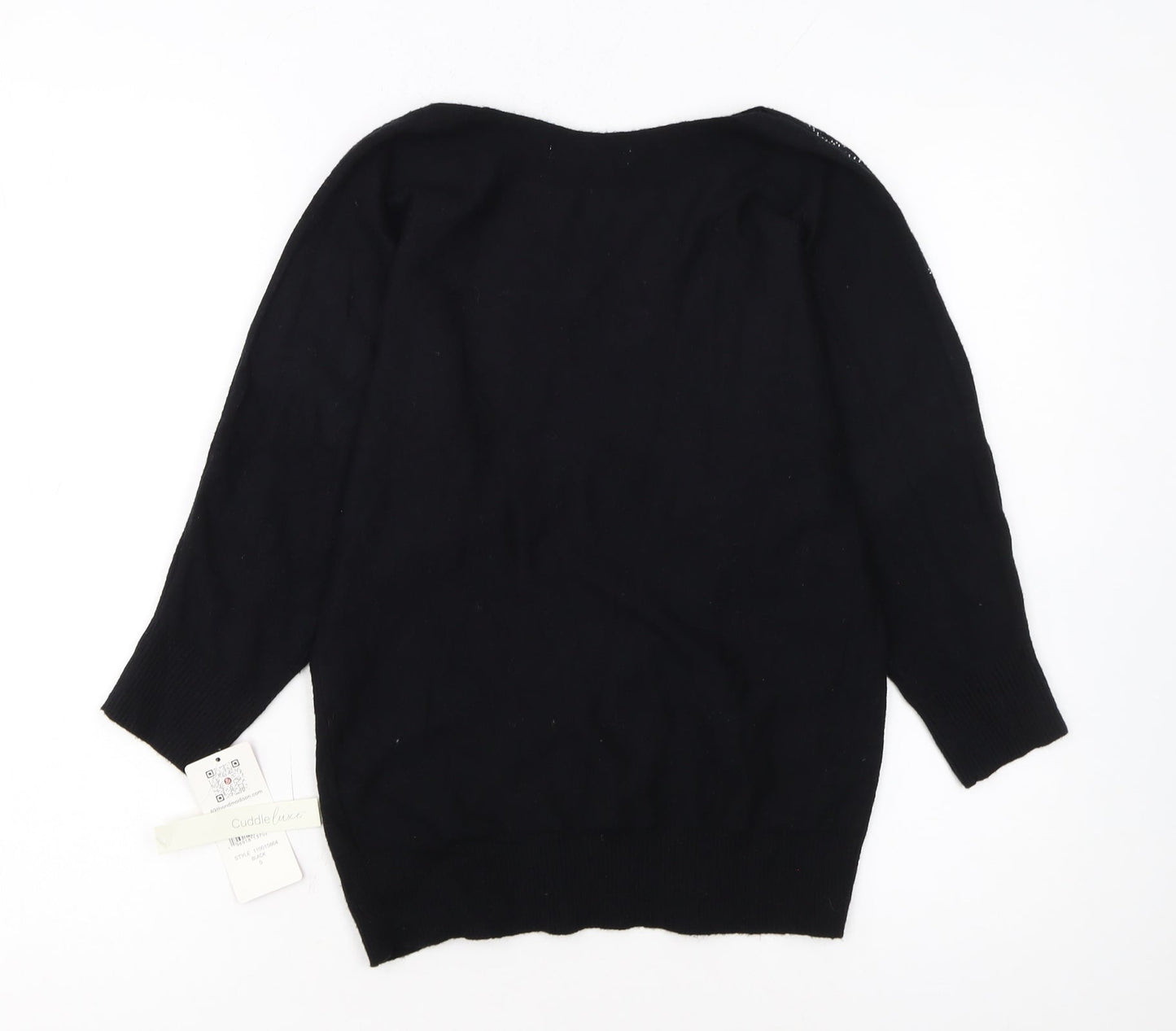 89th & Madison Womens Black Rhinestone Pullover Jumper Size S