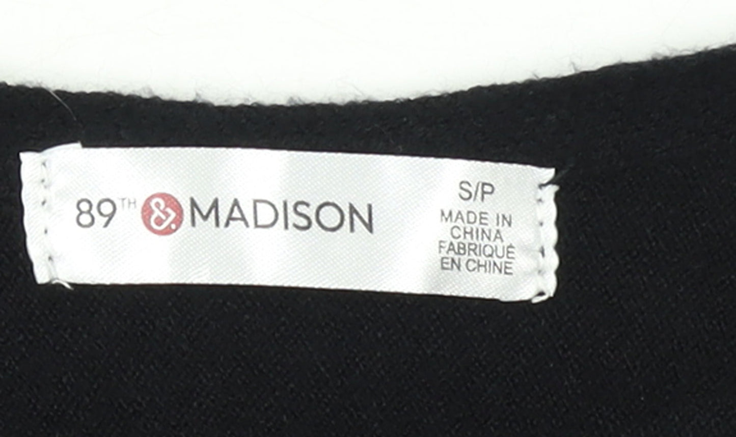 89th & Madison Womens Black Rhinestone Pullover Jumper Size S