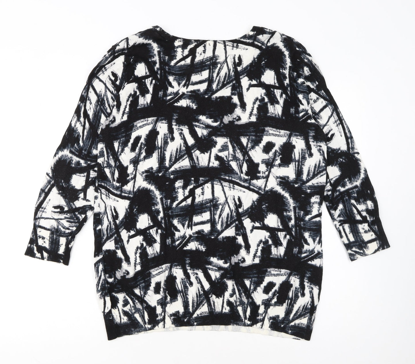 Betty Jackson Black Womens Black Art Print Cotton Pullover Jumper Size 20