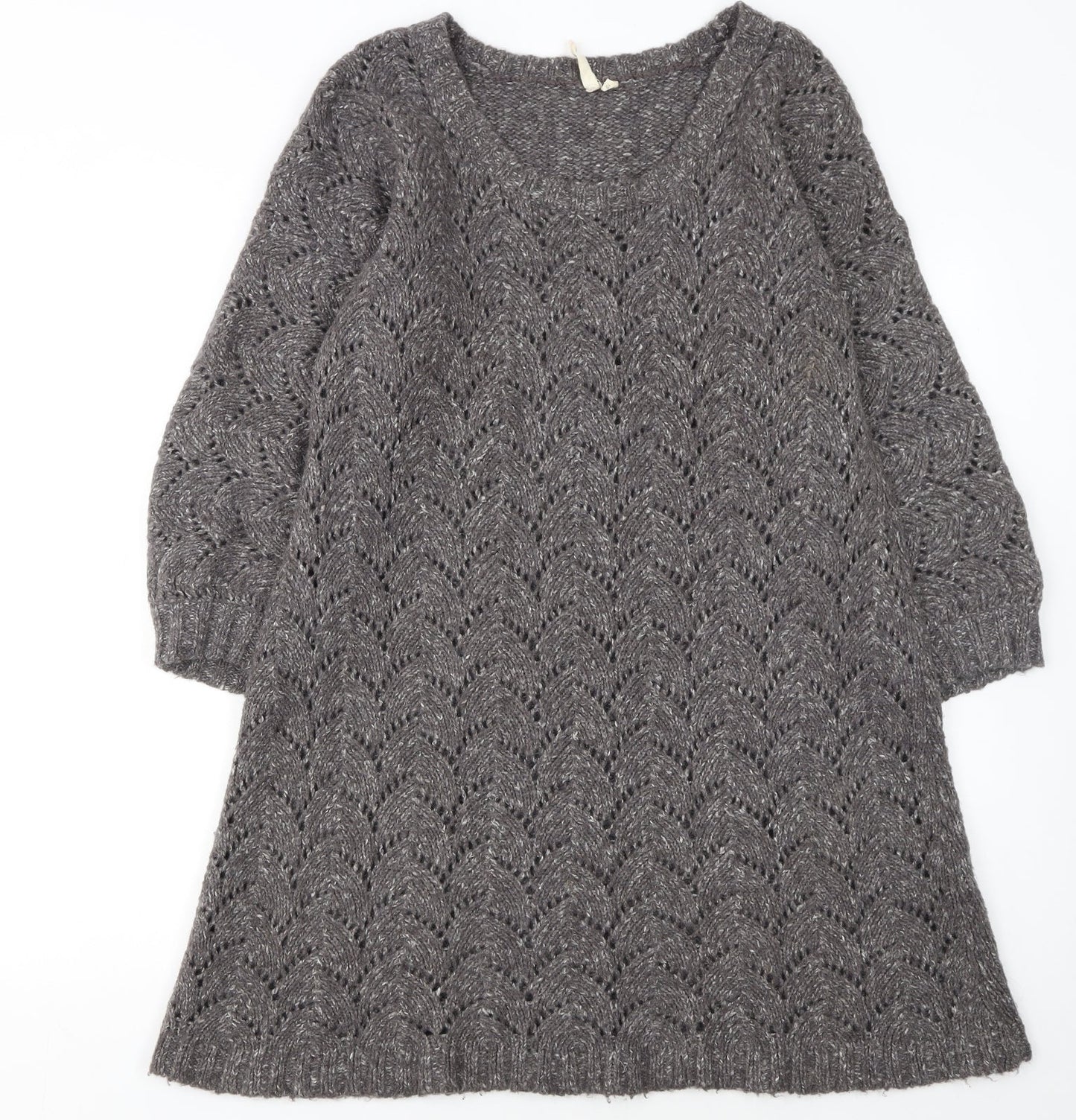 White Stuff Women's Grey Wool Blend Jumper Dress Size 16