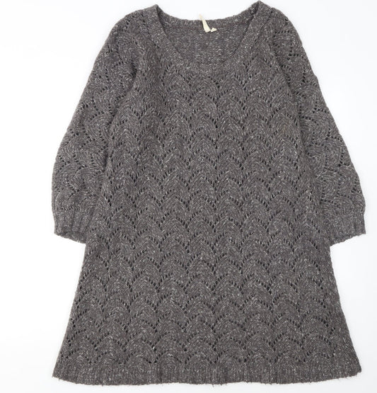White Stuff Women's Grey Wool Blend Jumper Dress Size 16