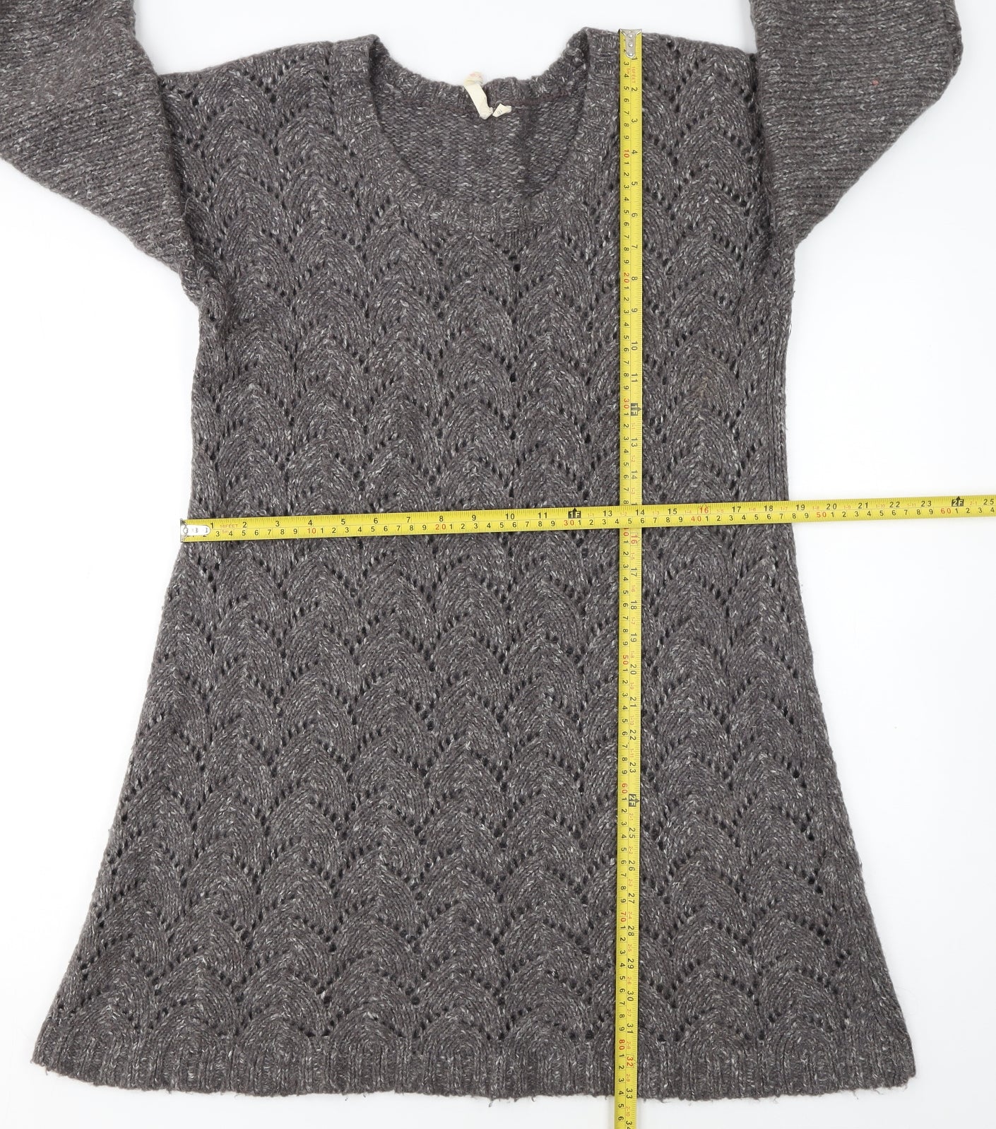 White Stuff Women's Grey Wool Blend Jumper Dress Size 16