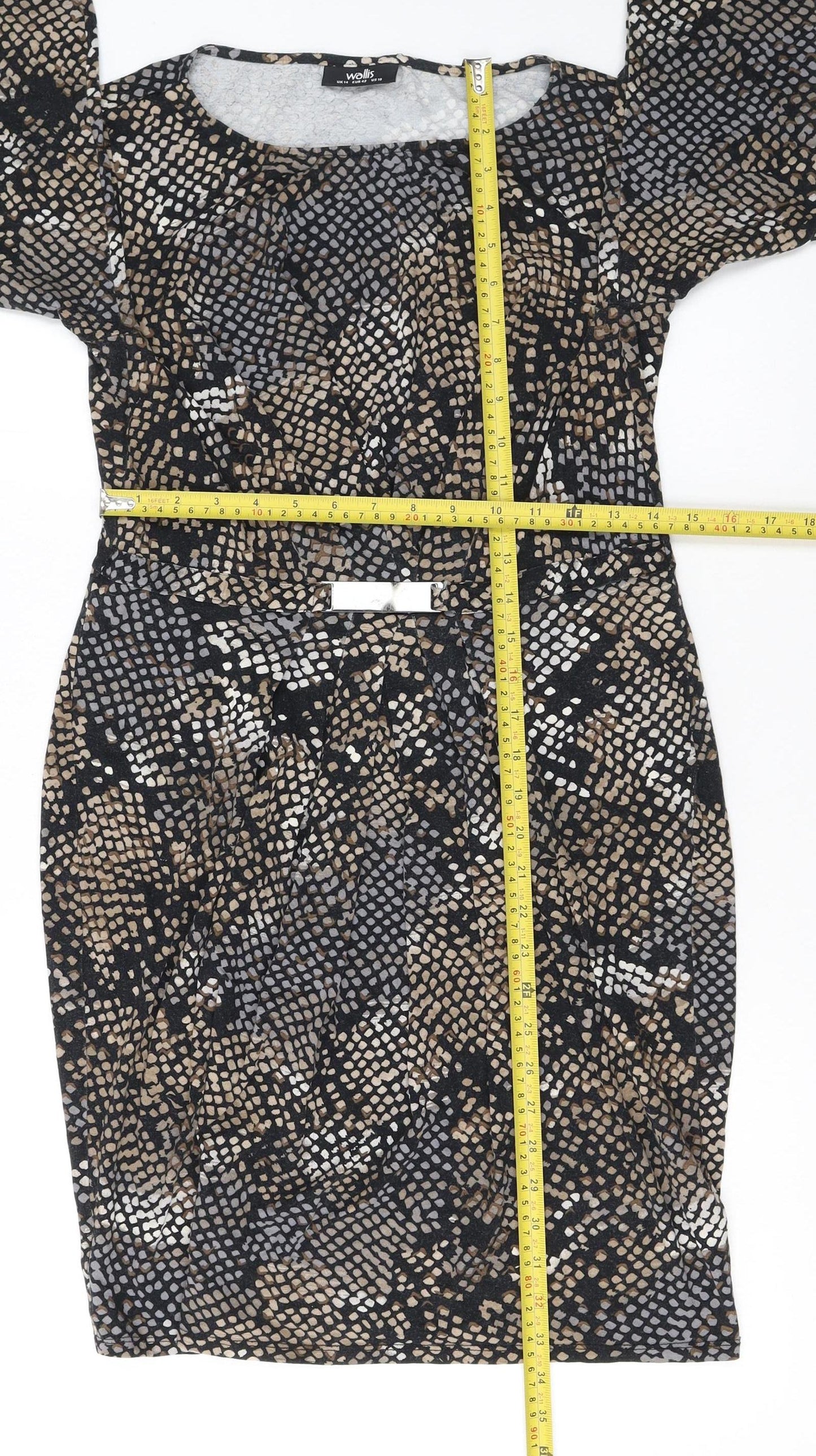 Wallis Women's Multicoloured Size 14 Sheath Dress with Buckle Detail