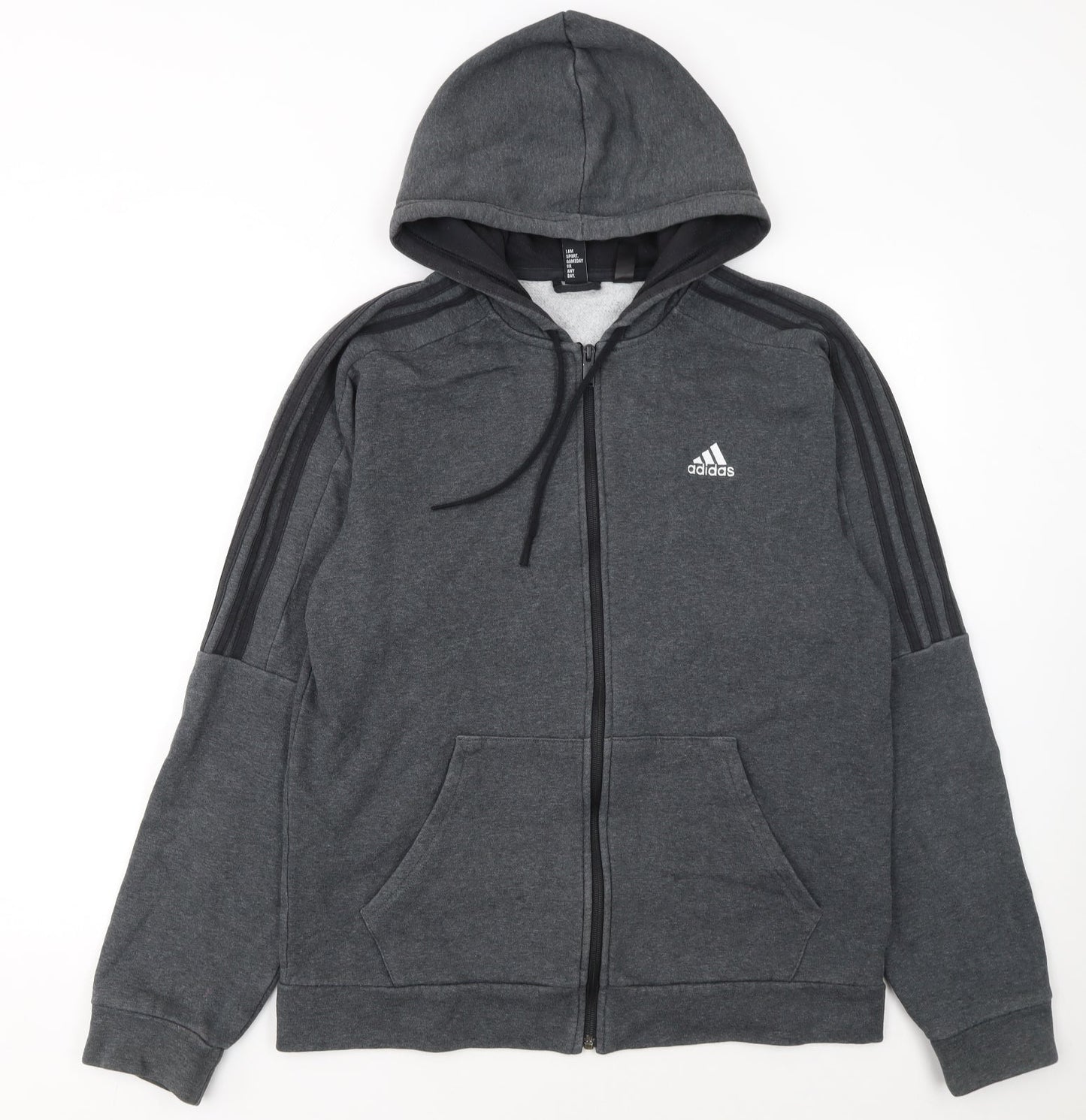 Adidas Men's Grey Full Zip Hoodie Size L Sportswear Fleece