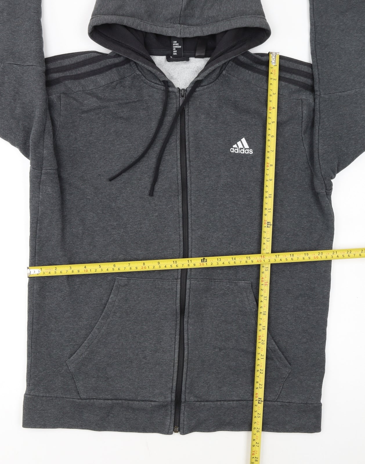 Adidas Men's Grey Full Zip Hoodie Size L Sportswear Fleece