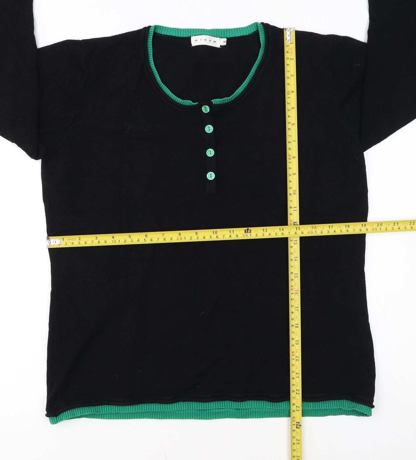 Micha Women's Black Henley Knit Jumper XL