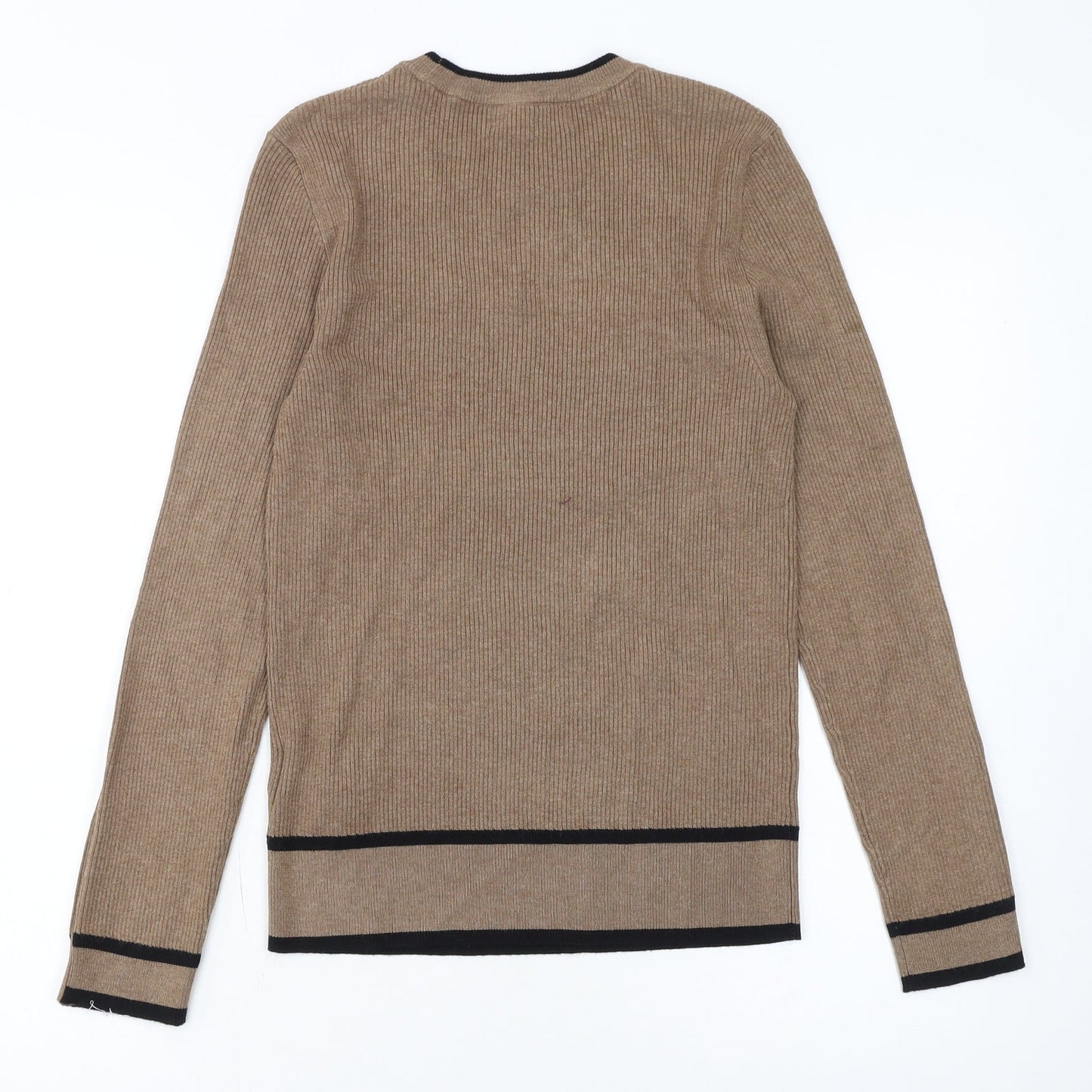Marks and Spencer Women’s Beige Ribbed Crew Neck Jumper Size 12