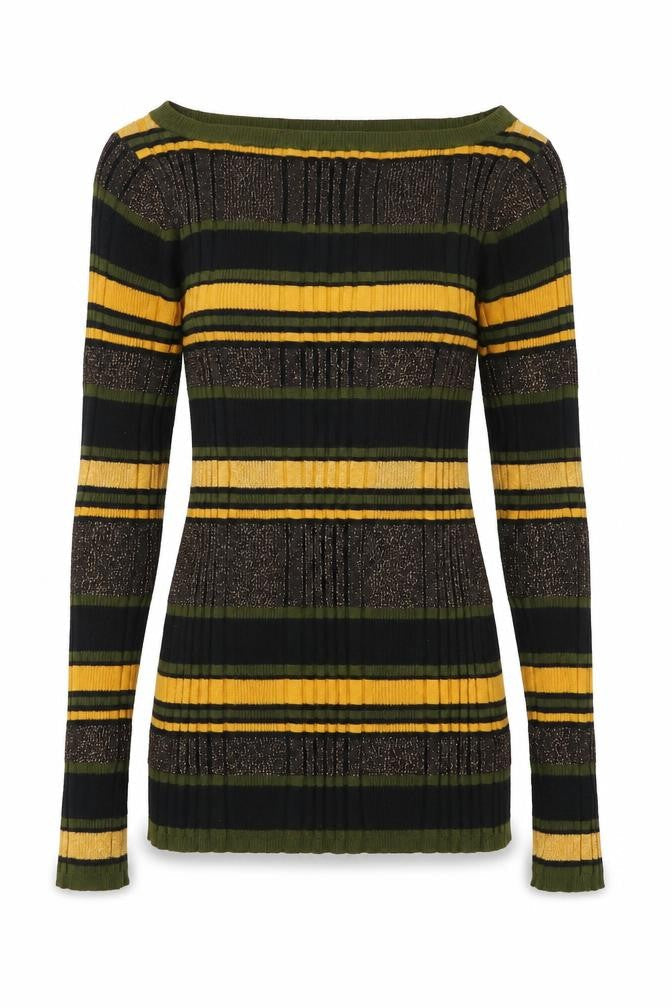 Marks & Spencer Womens Multicoloured Striped Boat Neck Jumper Size 8