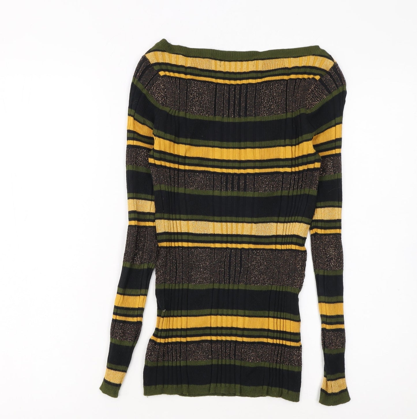 Marks and Spencer Womens Multicoloured Striped Boat Neck Jumper Size 8