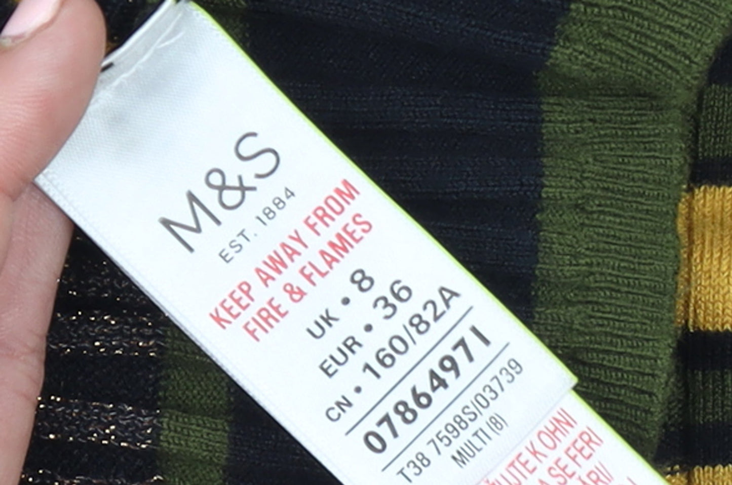 Marks and Spencer Womens Multicoloured Striped Boat Neck Jumper Size 8
