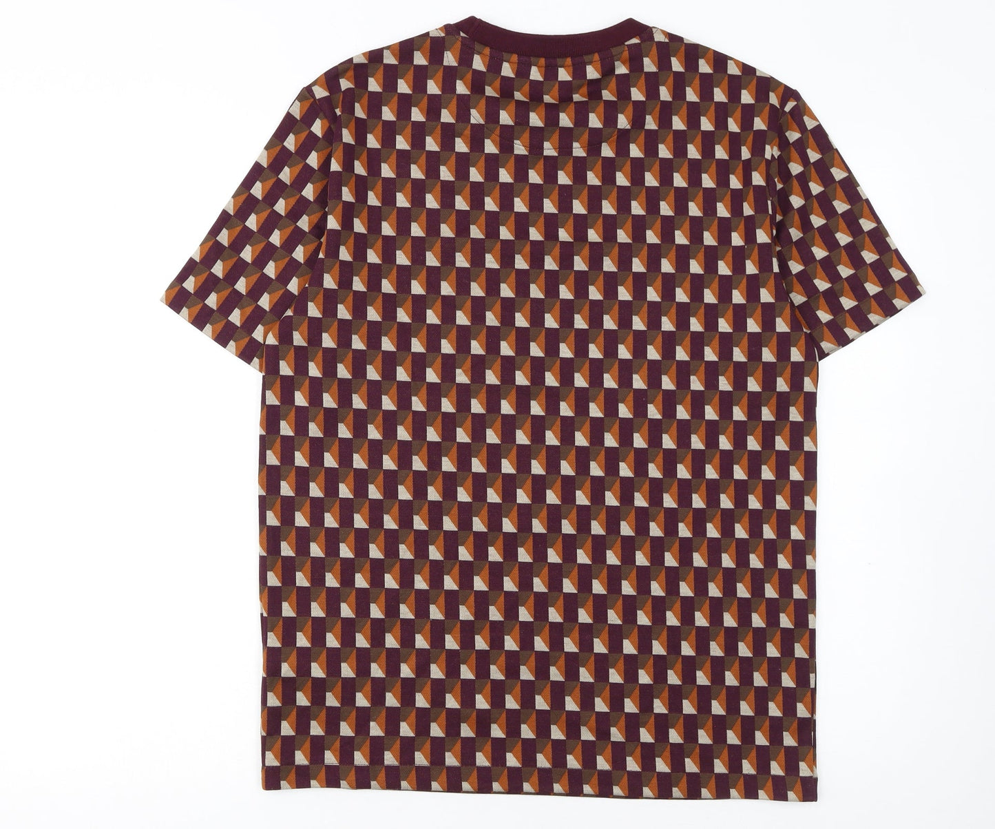 Next Men's Geometric Print Burgundy Short Sleeve Crew Neck T-Shirt M