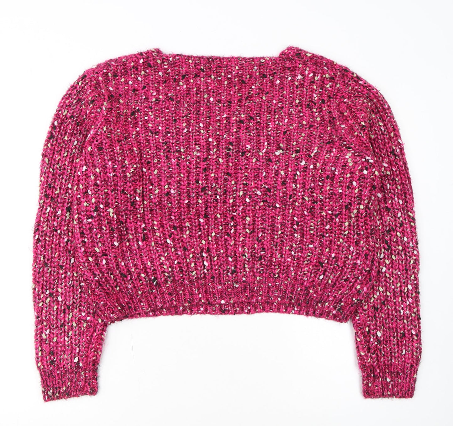 Cider Women Pink L Chunky Knit V-Neck Pullover Jumper