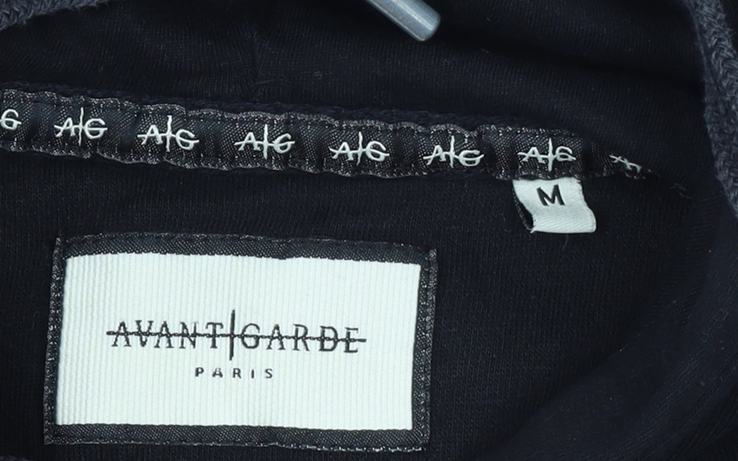 Avant Garde Paris Men's Black Pullover Hoodie M Logo Graphic Sweatshirt