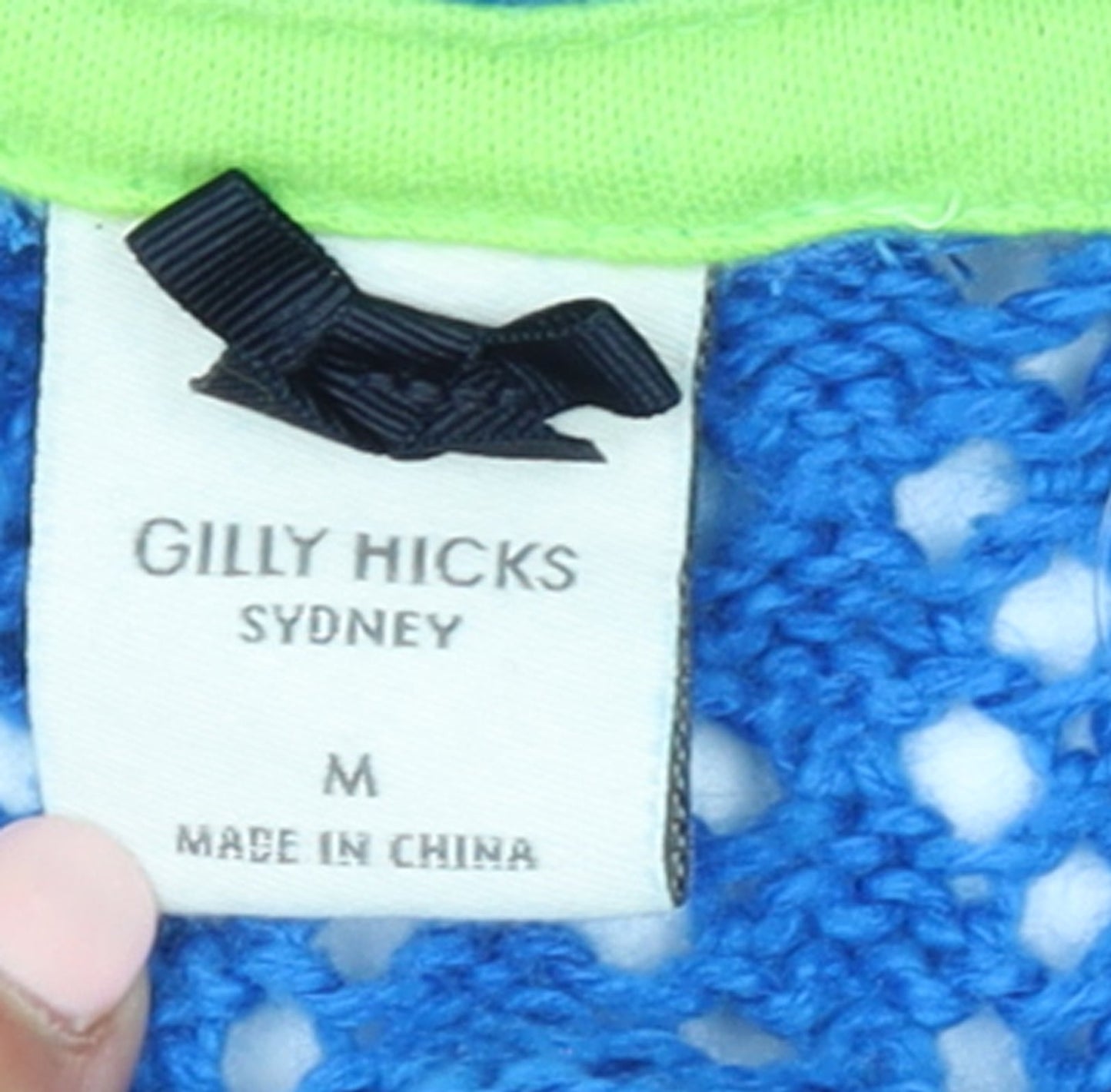 Gilly Hicks Women Blue Full Zip Hoodie Size M Crochet Back Cotton Blend