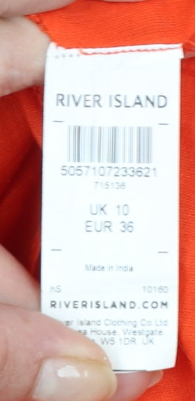 River Island Women’s Orange Ruffle Tie Back Sleeveless Shift Dress UK 10