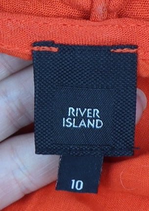 River Island Women’s Orange Ruffle Tie Back Sleeveless Shift Dress UK 10