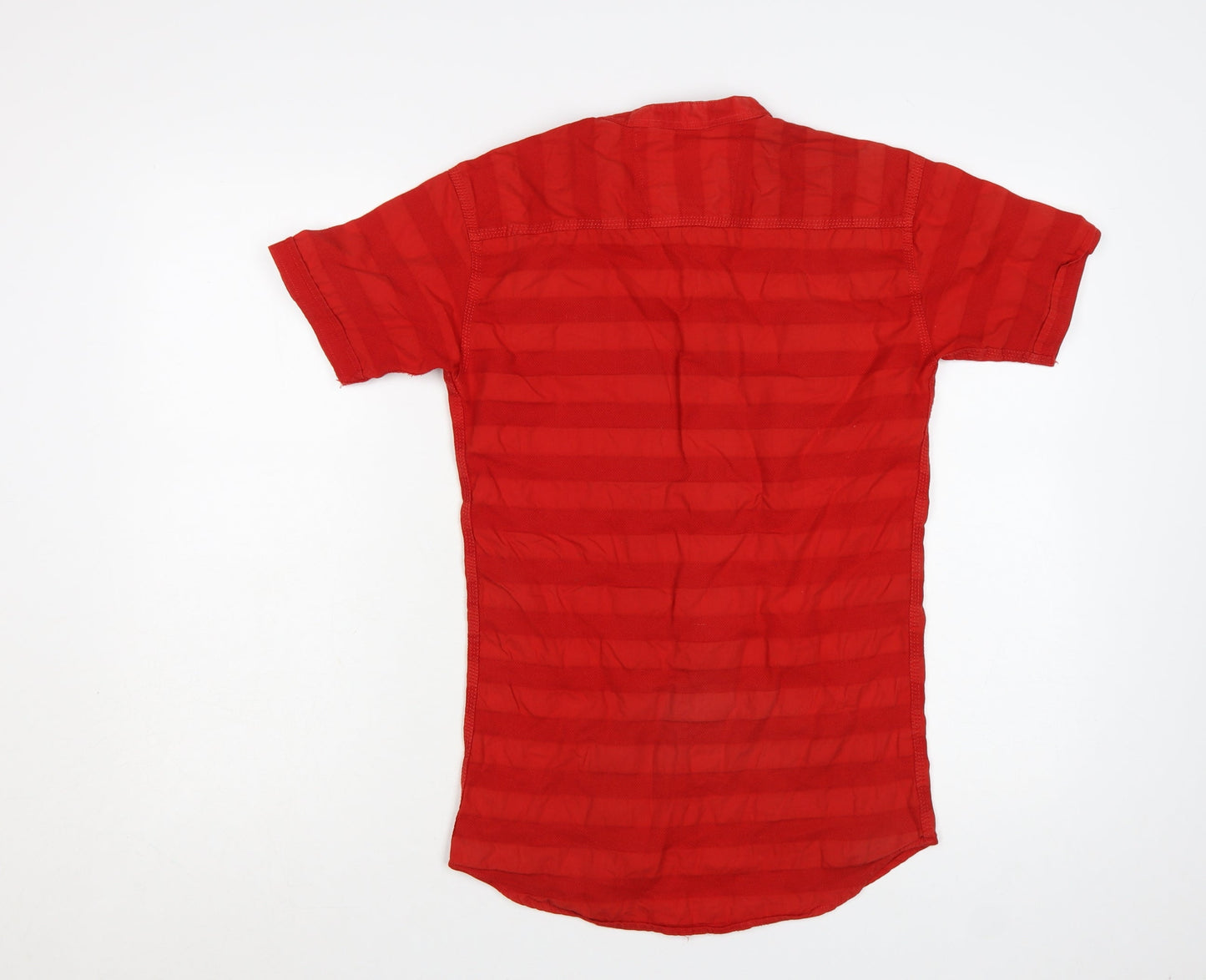 Gansta Men's Red Short Sleeve Slim Fit Button-Up Shirt M