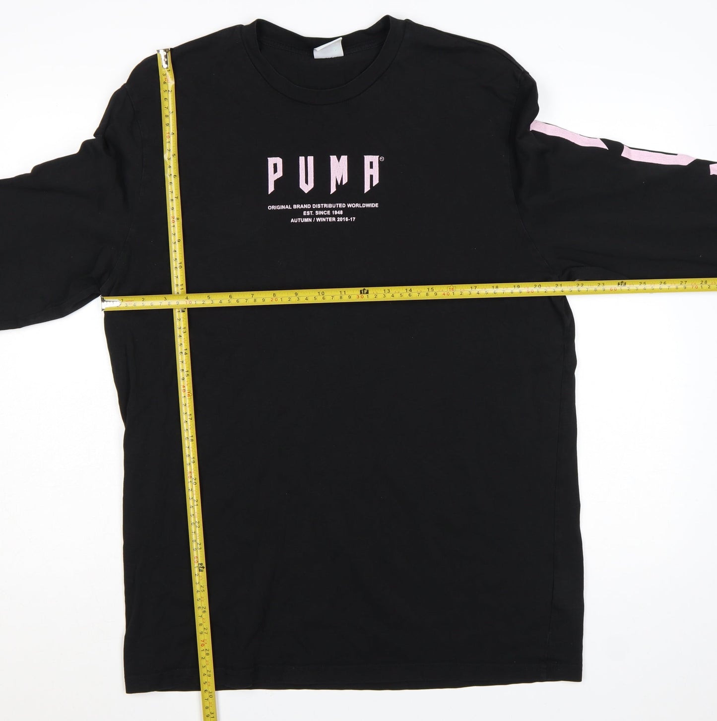 Puma Men's Black Long Sleeve Crew Neck Cotton T-Shirt M