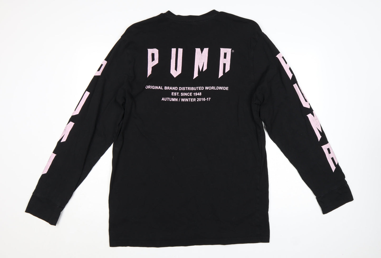 Puma Men's Black Long Sleeve Crew Neck Cotton T-Shirt M