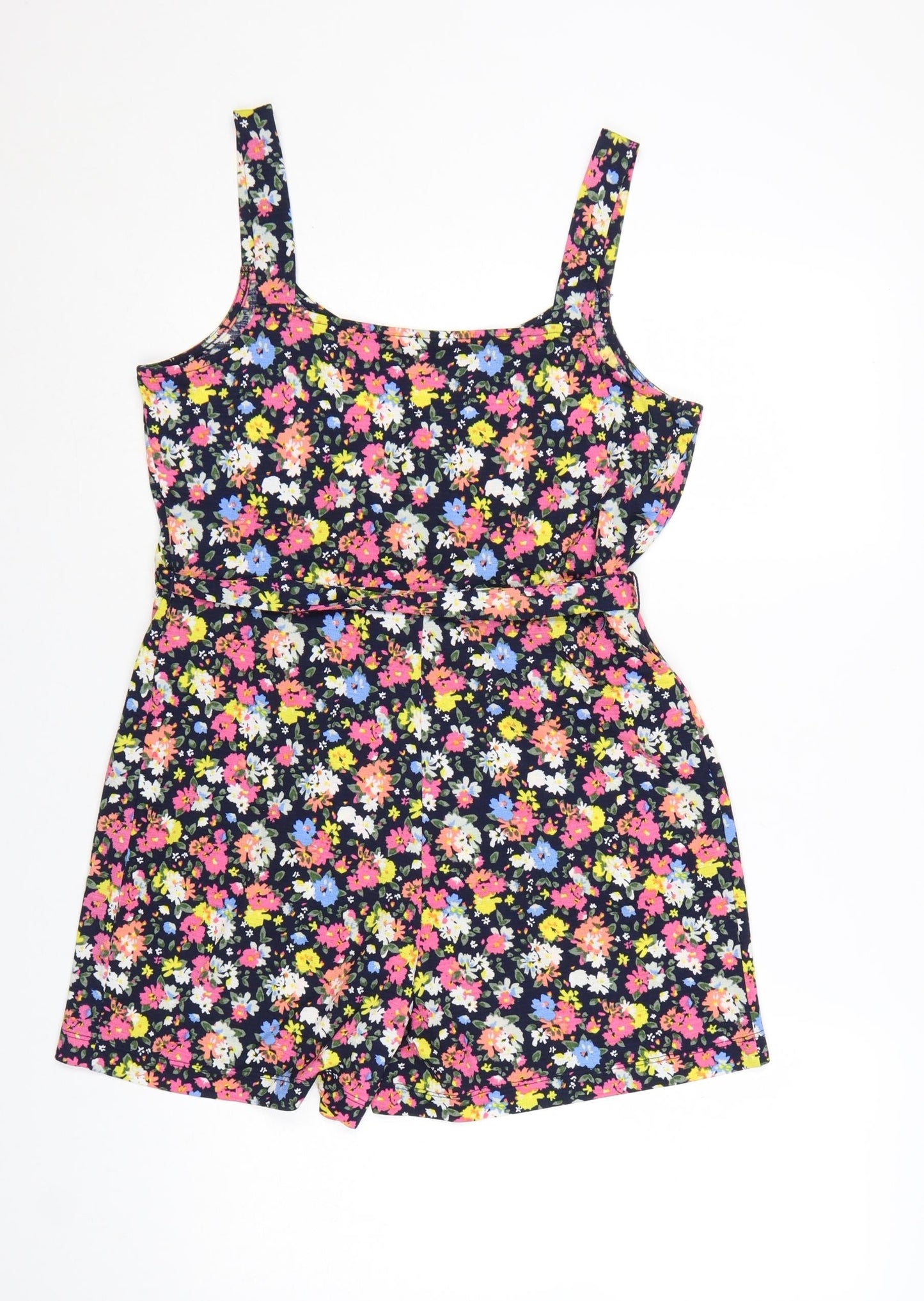 Dunnes Stores Women's Navy Floral Playsuit Small Polyester Blend