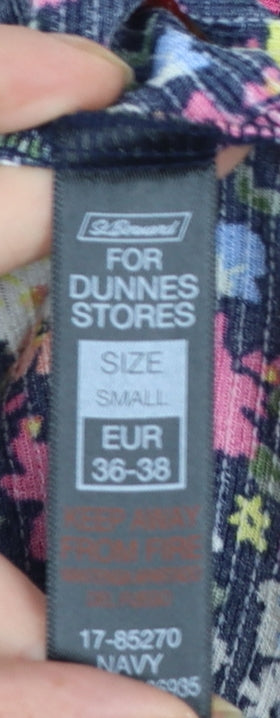 Dunnes Stores Women's Navy Floral Playsuit Small Polyester Blend