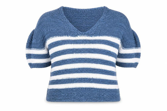 Next Women Blue White Striped V-Neck Knit Jumper XL