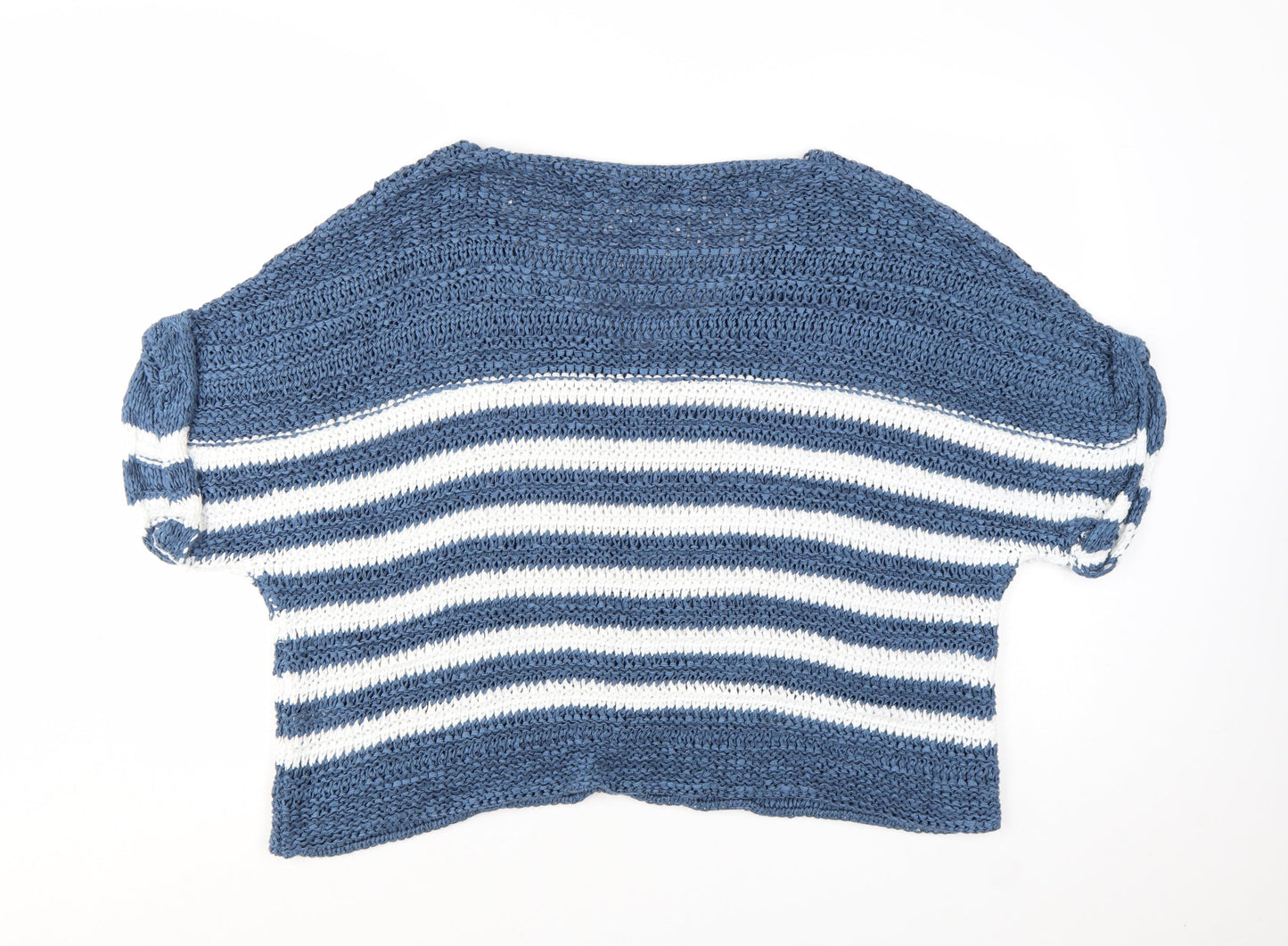 Next Women Blue White Striped V-Neck Knit Jumper XL