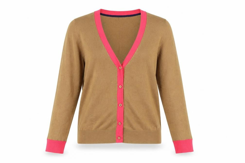 White Stuff Women Brown Cardigan UK 10 V-Neck Lightweight Knit